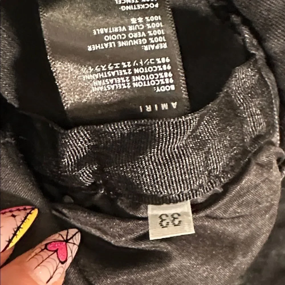 AMIRI Black Distressed Denim Jeans with Colorful Underlays! - Picture 7 of 7